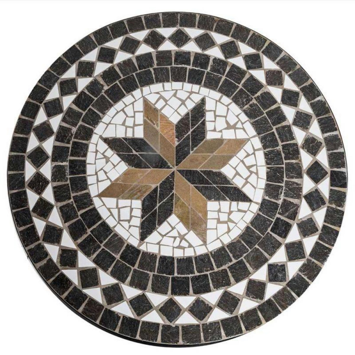  Table de Repas Ronde Mosaïque  Kipos  90cm Noir