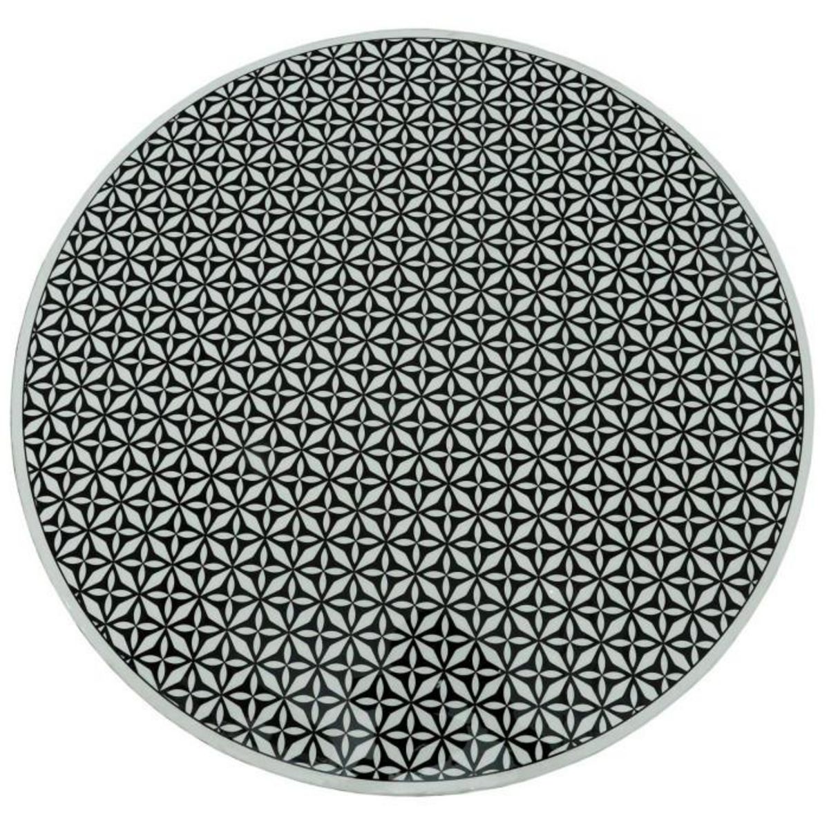 Paris Prix Table Basse Ronde  Arabesque  71cm Noir & Blanc
