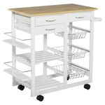 HOMCOM Chariot de service desserte de cuisine à roulettes multi-rangements 92L x 37l x 82H cm MDF imitation chêne clair pin blanc