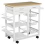 Voir la diapositive 1 : HOMCOM Chariot de service desserte de cuisine à roulettes multi-rangements 92L x 37l x 82H cm MDF imitation chêne clair pin blanc