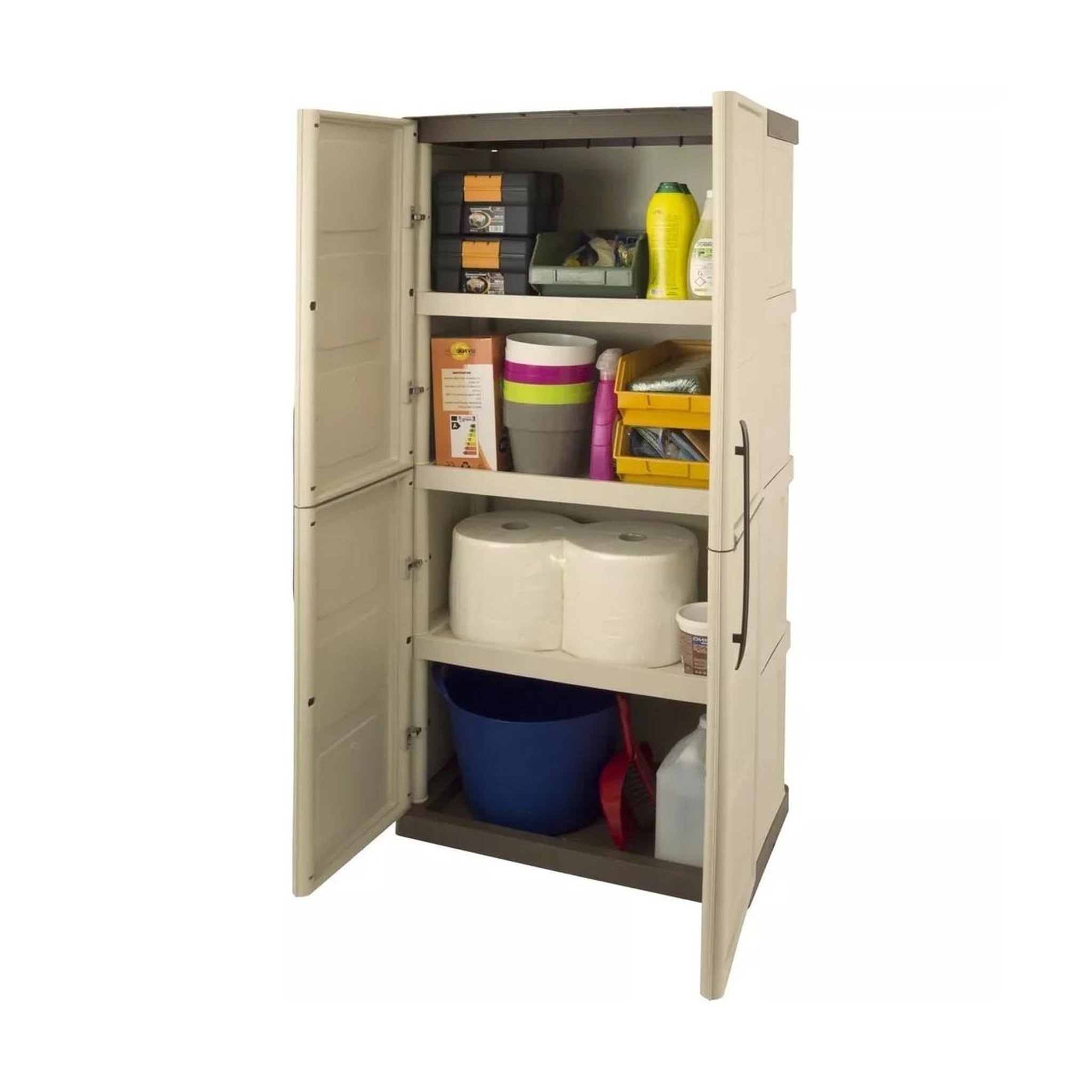 Voir la diapositive 4 : INTEC Armoire de rangement haute 2 portes 3 étagères - 70 x 39 x 165 cm - armoire intérieur/exterieur résistante intec