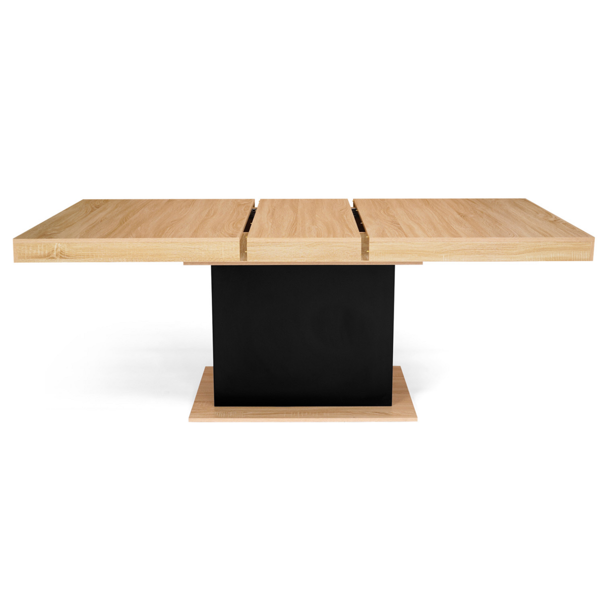 ID MARKET Table à manger extensible rectangle EDEN 8-12 personnes bois et noir 200-250 cm