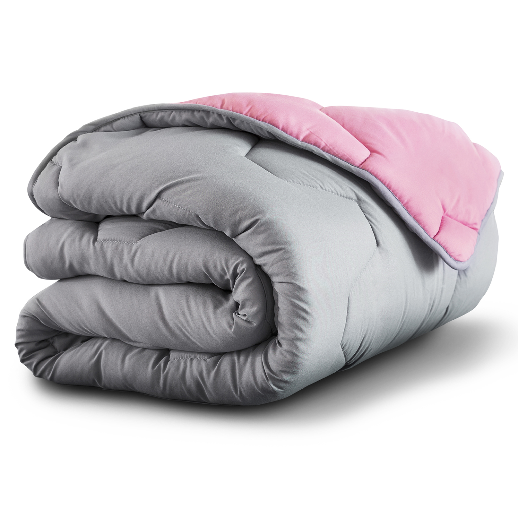 ID MARKET Couette 220x240 cm abby bicolore rose et gris 300 gr
