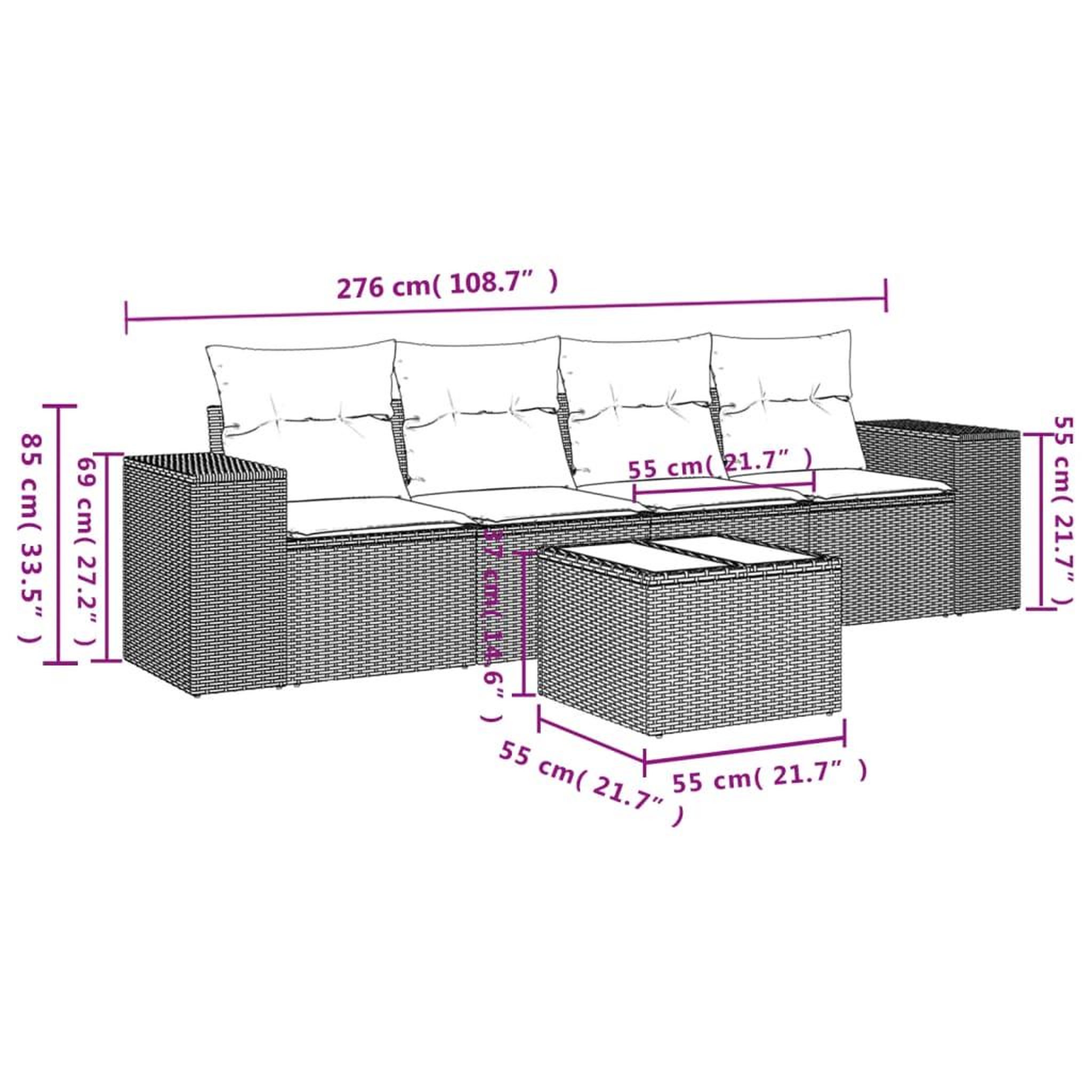 Voir la diapositive 6 : VIDAXL Salon de jardin avec coussins 5 pcs marron resine tressee
