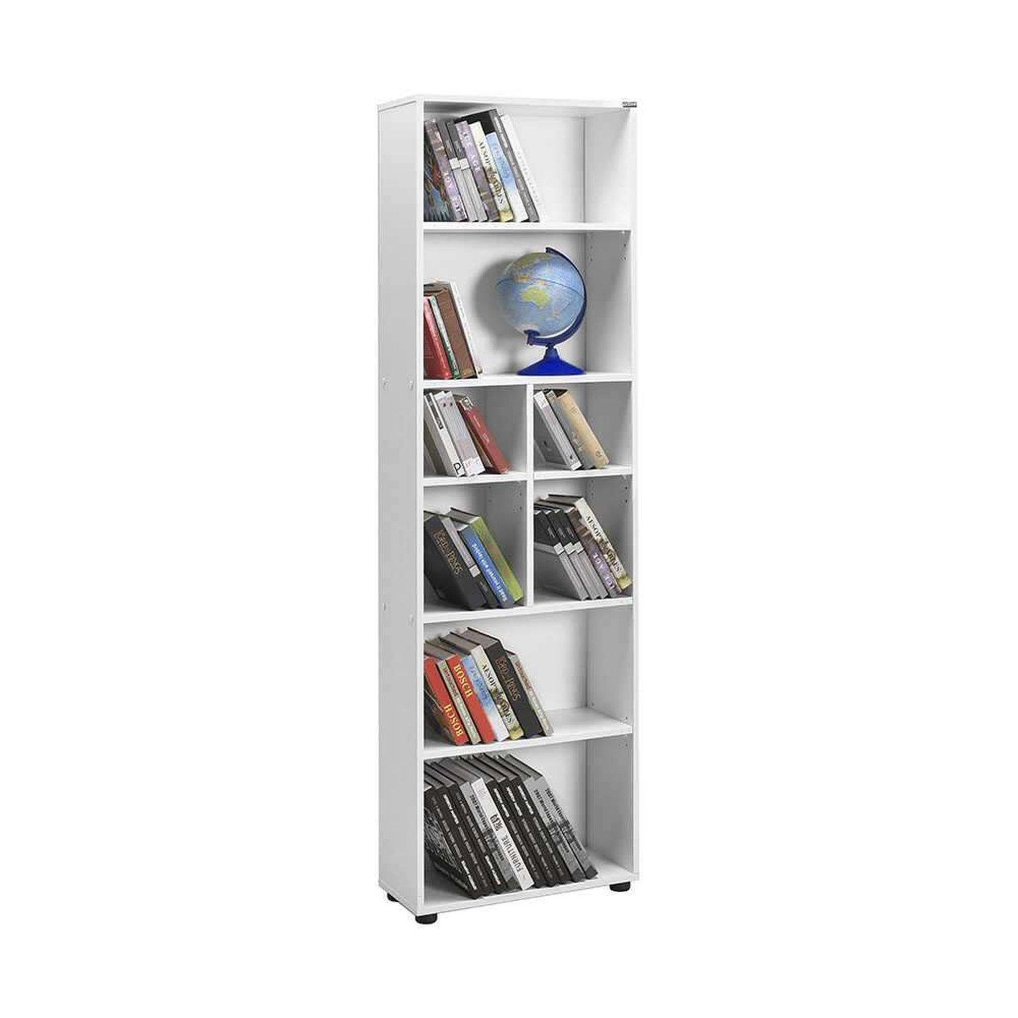 Voir la diapositive 5 : TOILINUX Bibliothèque haute 6 niveaux ouverts lignea - blanc