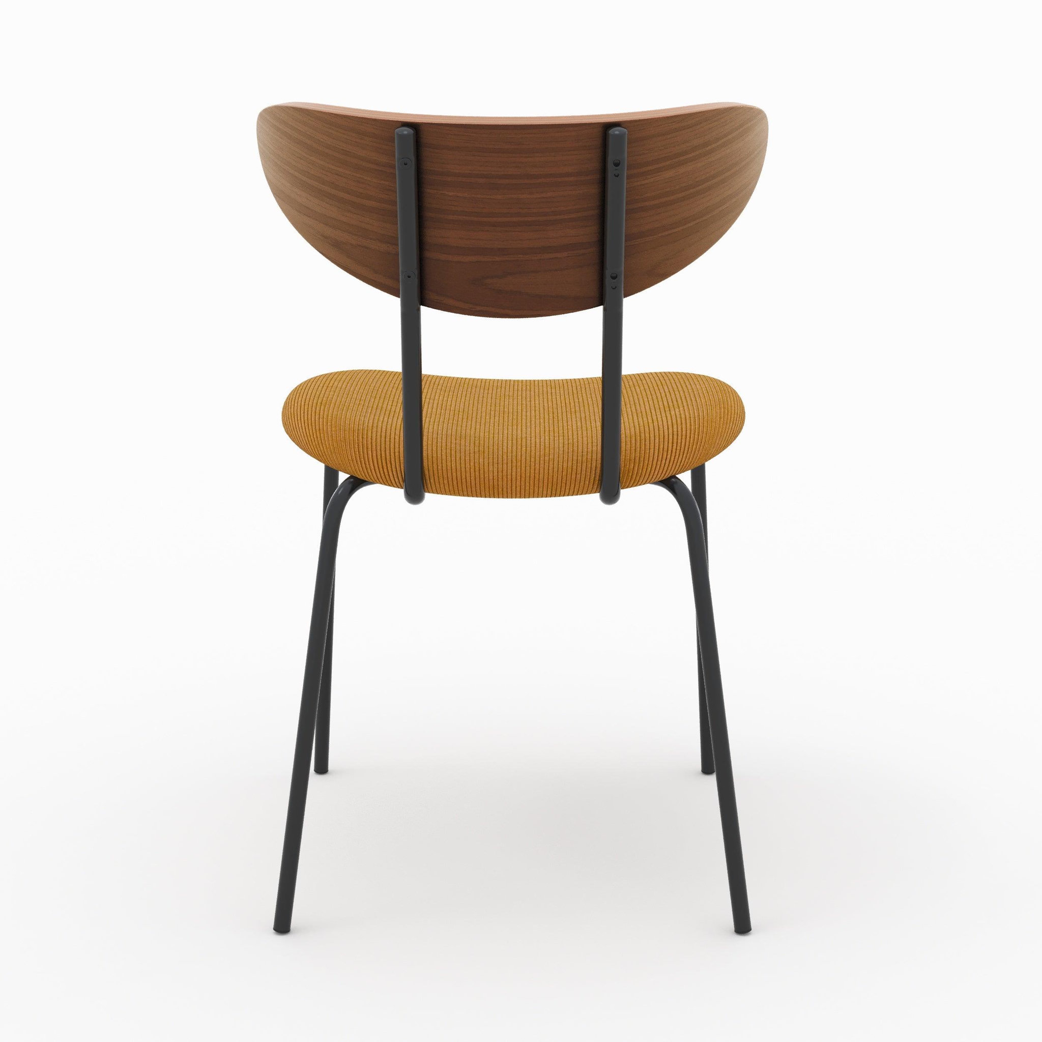 Voir la diapositive 5 : MAISON PAVANE Lot de 2 chaises en velours côtelé jaune moutarde et bois de noyer-jade