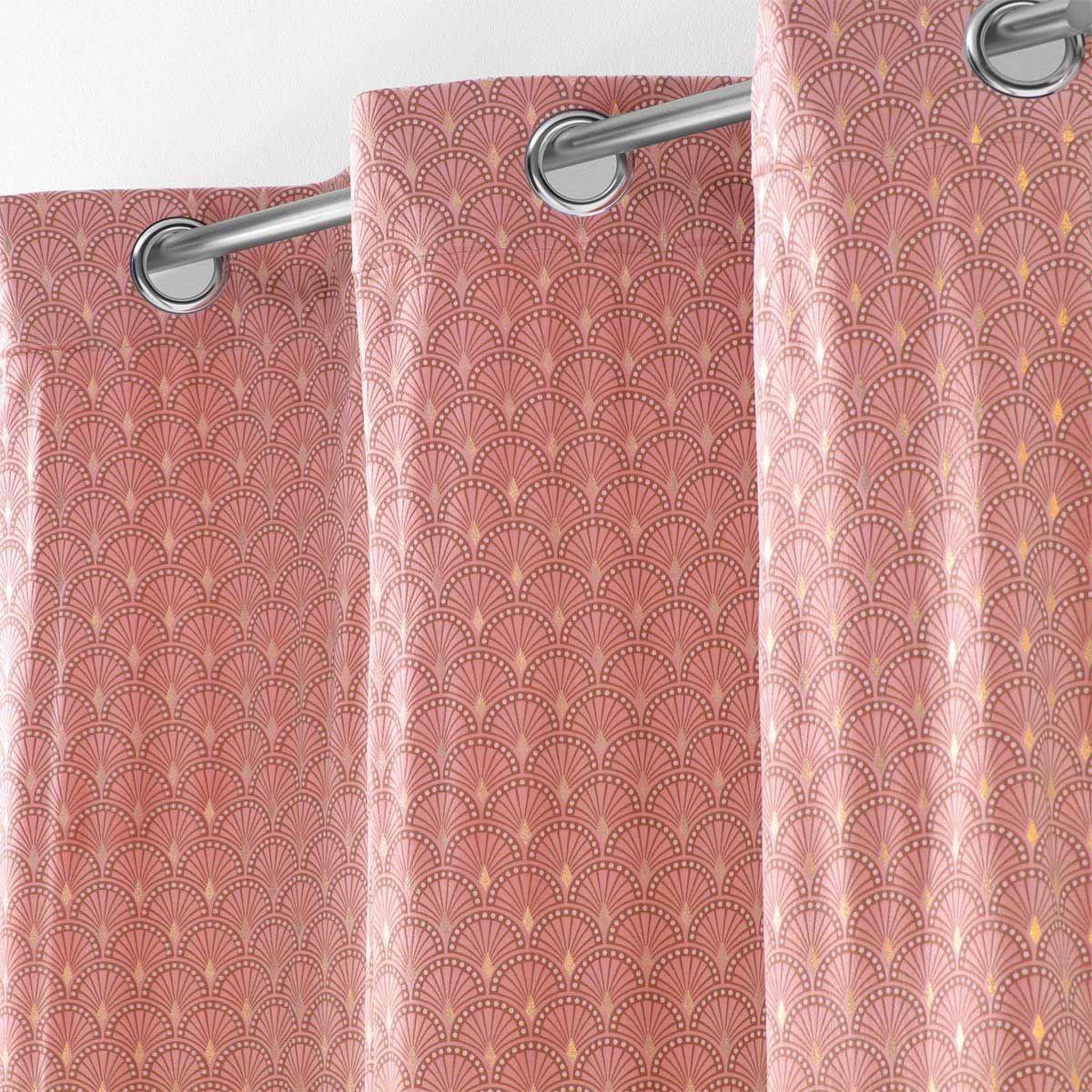 Voir la diapositive 2 : Douceur d'Intérieur Rideau à œillets imprimé  bellagold  140x240cm rose