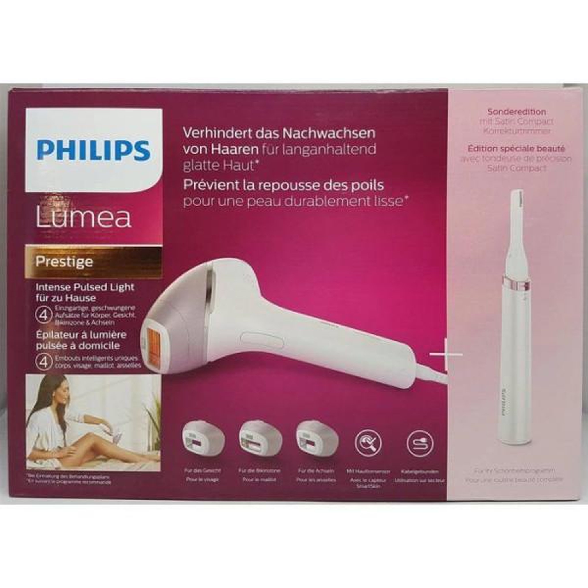 Voir la diapositive 2 : Philips Epilateur a lumiere pulsée - philips - lumea ipl 8000 - technologie senseiq - capteur smartskin - 4 embouts ergonomiques