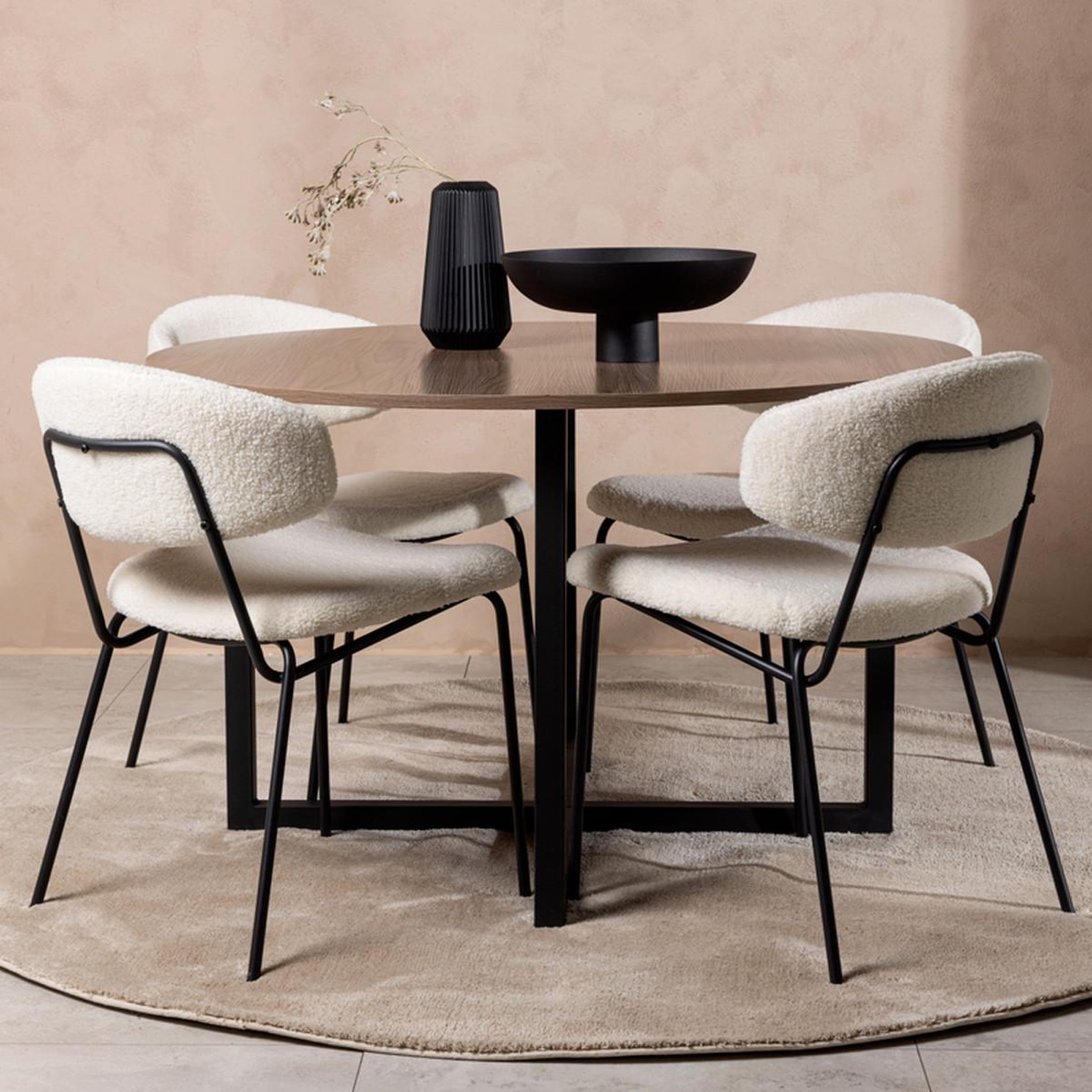 Voir la diapositive 3 : Paris Prix Ensemble table à manger & 4 chaises  durango & chico  120cm noyer & blanc crème