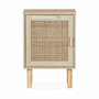Voir la diapositive 4 : SWEEEK Table de chevet en cannage et décor bois - Camargue - 40x30x58cm - 2 niveaux - 1 porte - pieds droits