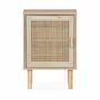Voir la diapositive 4 : SWEEEK Table de chevet en cannage et décor bois - Camargue - 40x30x58cm - 2 niveaux - 1 porte - pieds droits