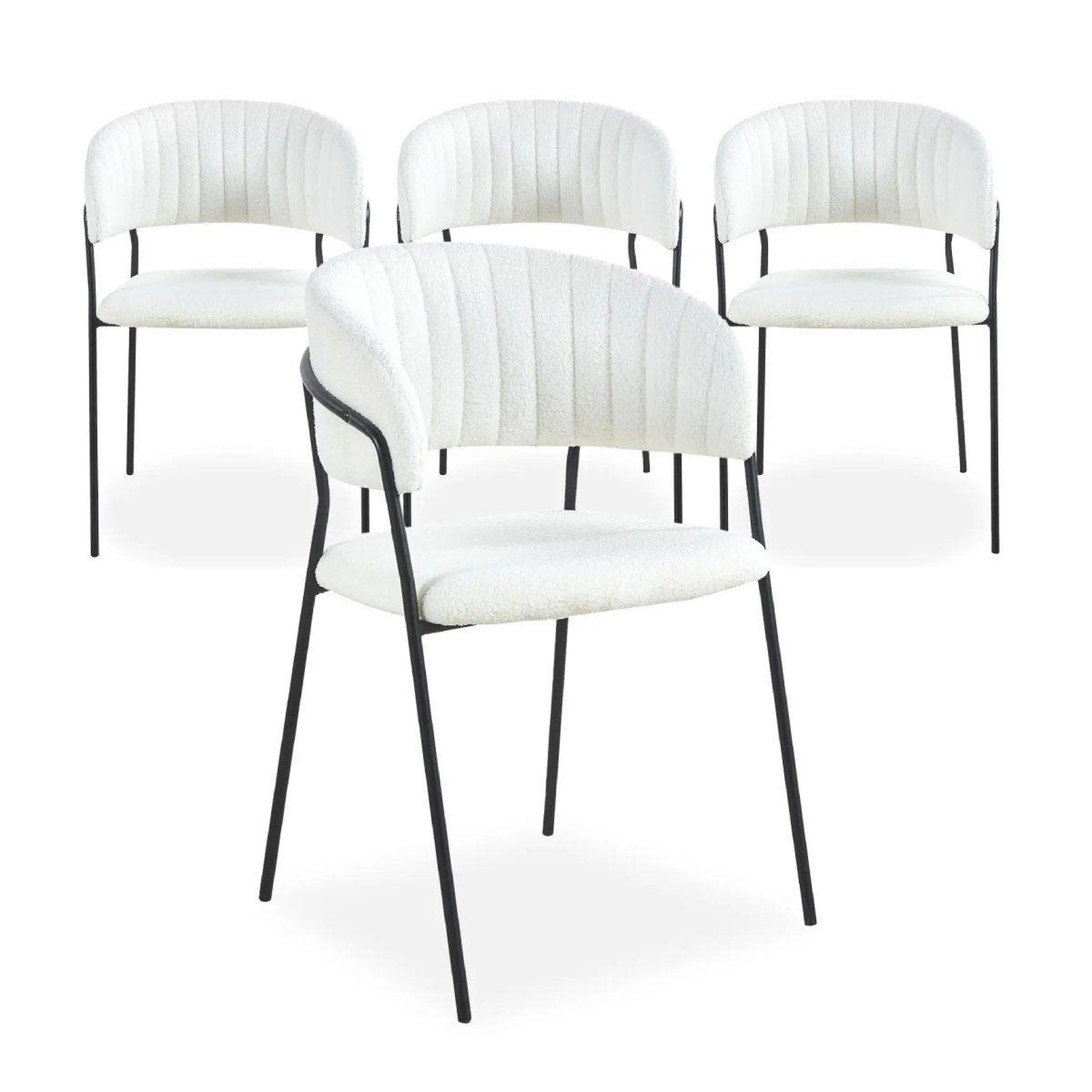Voir la diapositive 2 : Paris Prix Lot de 4 chaises en bouclette  batora  79cm crème & noir