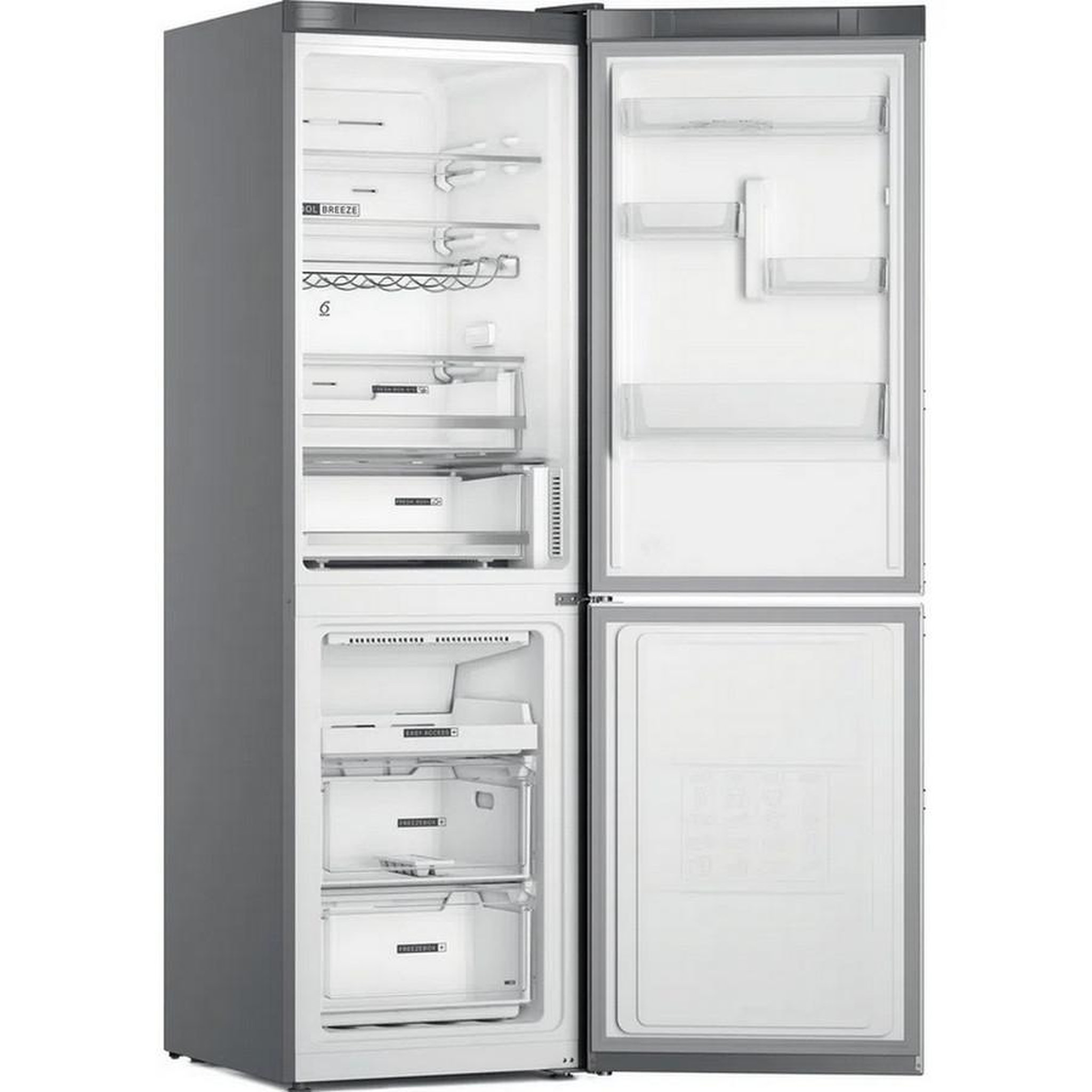 Voir la diapositive 3 : Whirlpool Réfrigérateur combiné 60cm 335l ventilé inox - w7x82ooxh