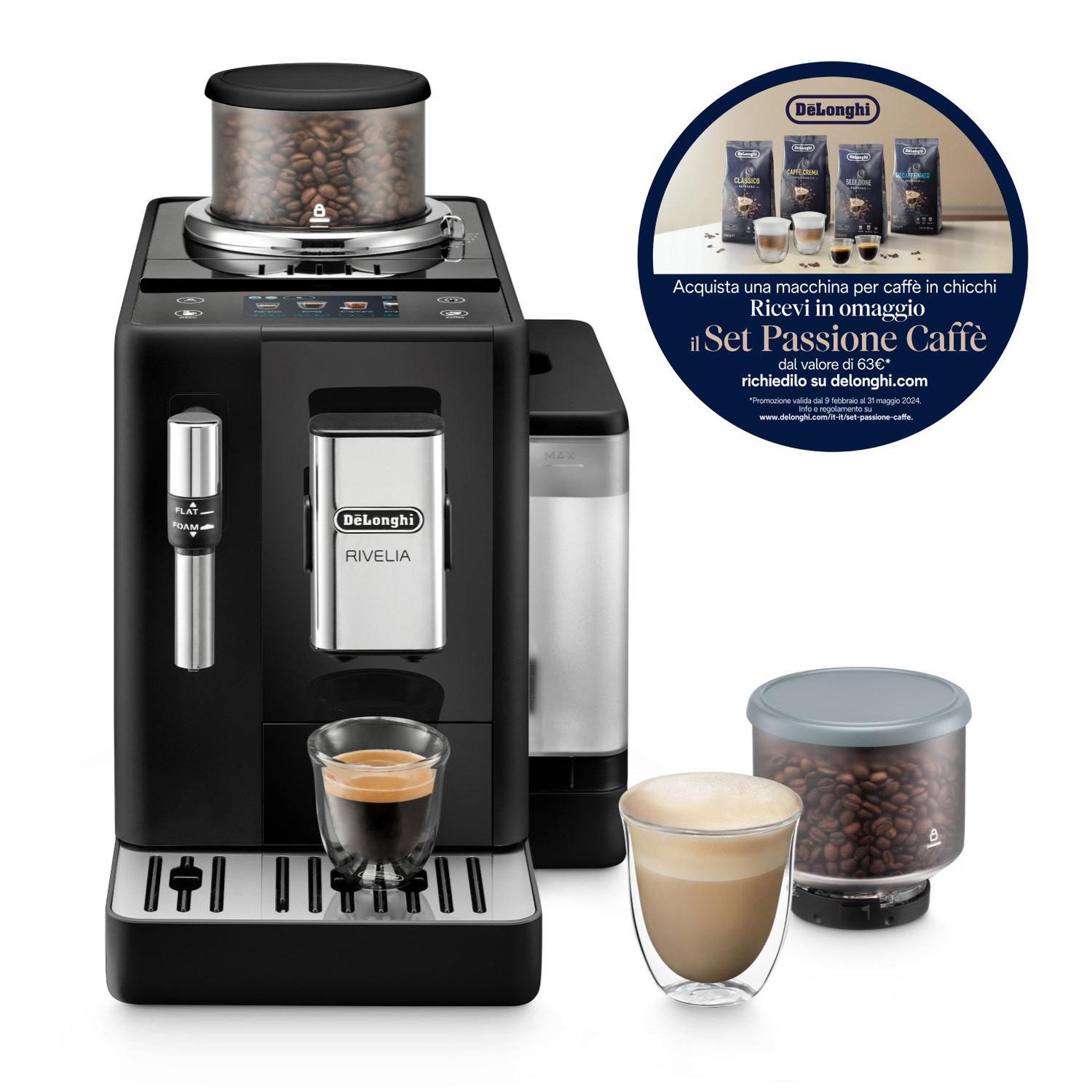 Voir la diapositive 3 : DELONGHI Machine à café automatique de longhi rivelia exam440.35.b 1,4 l noir