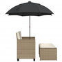 Voir la diapositive 5 : VIDAXL Canape de jardin 2 places avec parasol et tabourets beige rotin