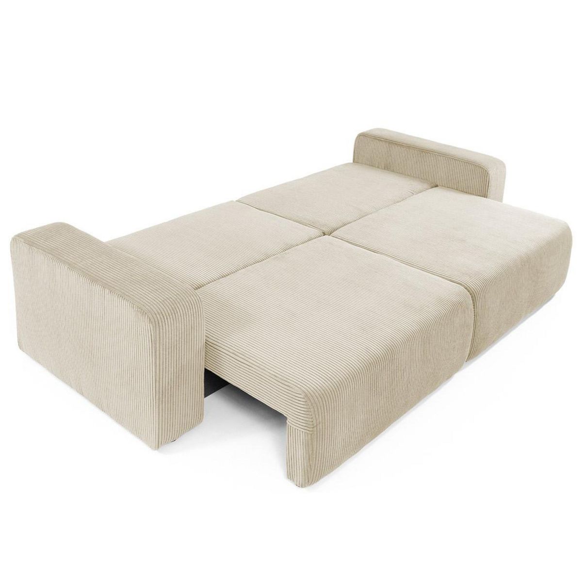 BEST MOBILIER Artemisa - canapé droit 3 places convertible avec coffre en velours côtelé