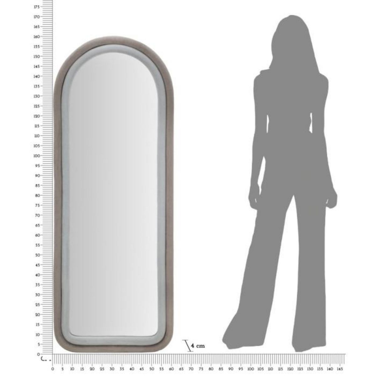 Paris Prix Miroir Mural en Velours  Chloé  160cm Gris & Taupe