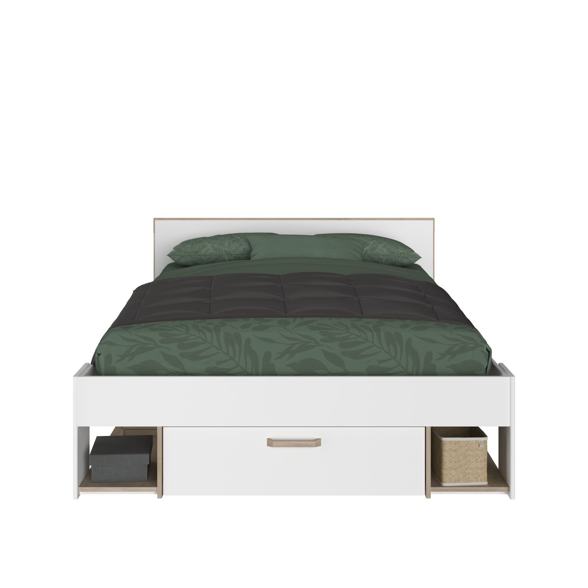 Voir la diapositive 4 : Lit double avec rangements 140X190/200 cm SANDRINE