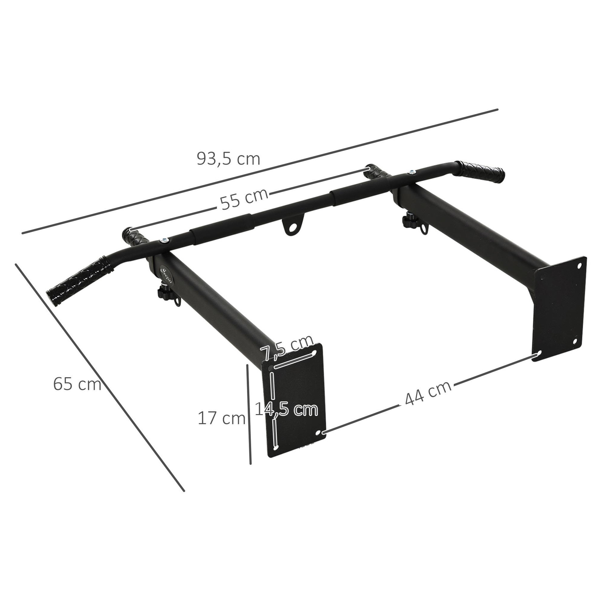 Voir la diapositive 3 : HOMCOM Barre de traction barre de fitness fixation murale support sac de frappe ou sangles trx intégré charge max. 150 kg acier noir