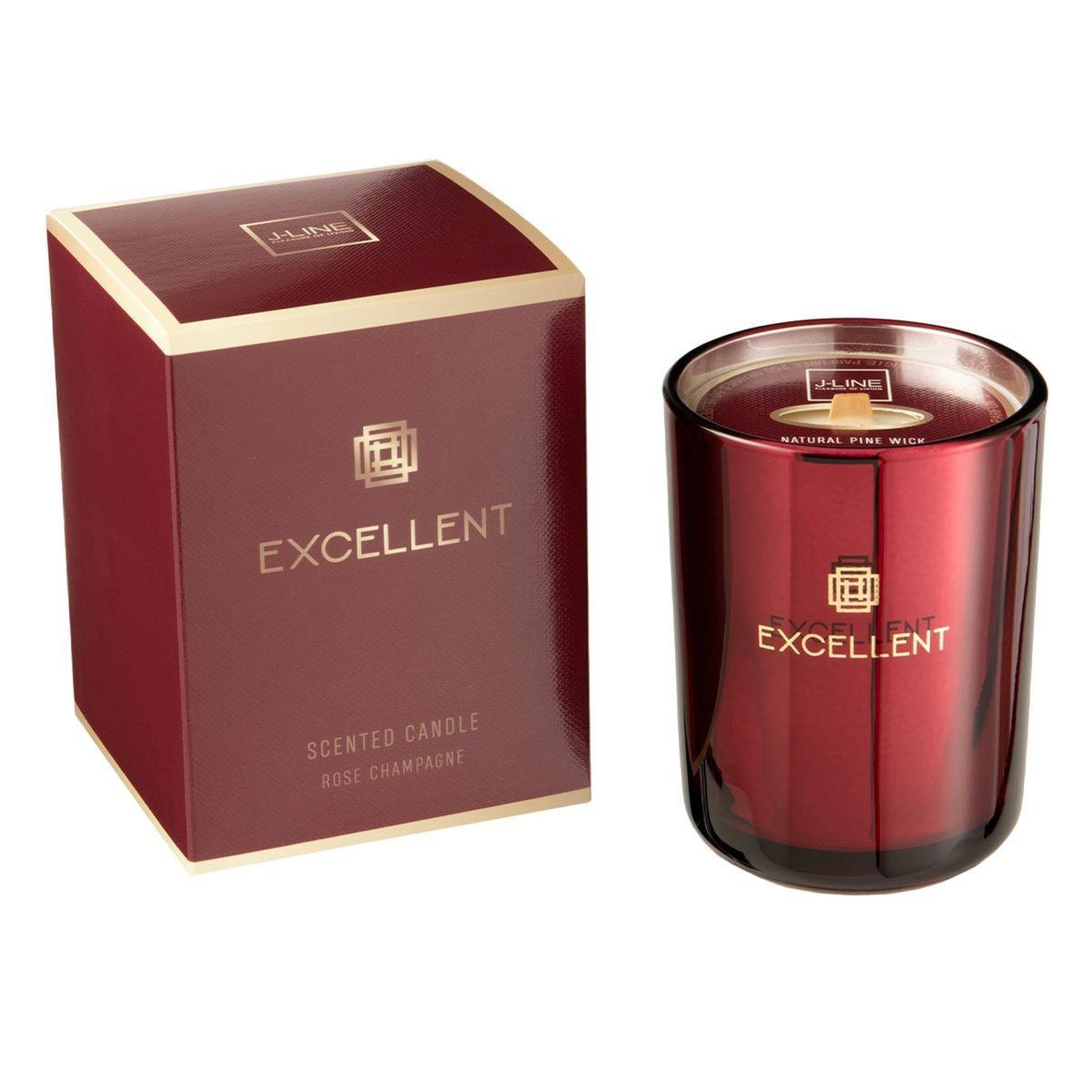 J-LINE Bougie parfumée  excellent  14cm rose champagne rouge