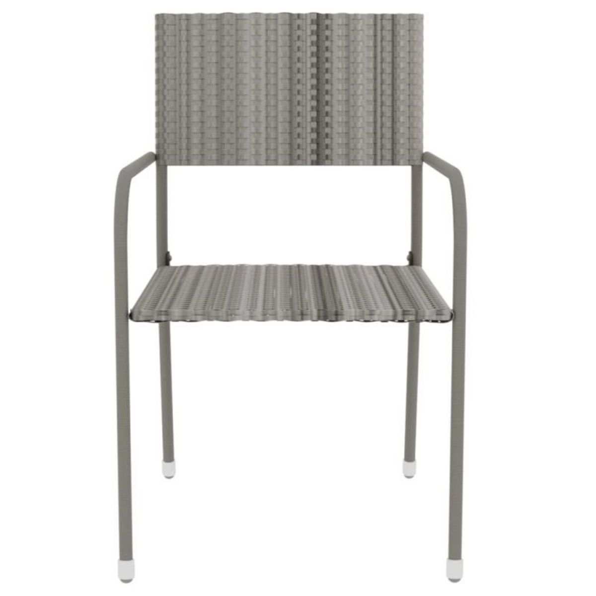 VIDAXL Ensemble à manger de jardin 3 pcs Résine tressée Gris