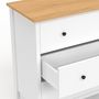 Voir la diapositive 6 : ID MARKET Commode 3 tiroirs ACHILLE 80 cm bois blanc plateau bois