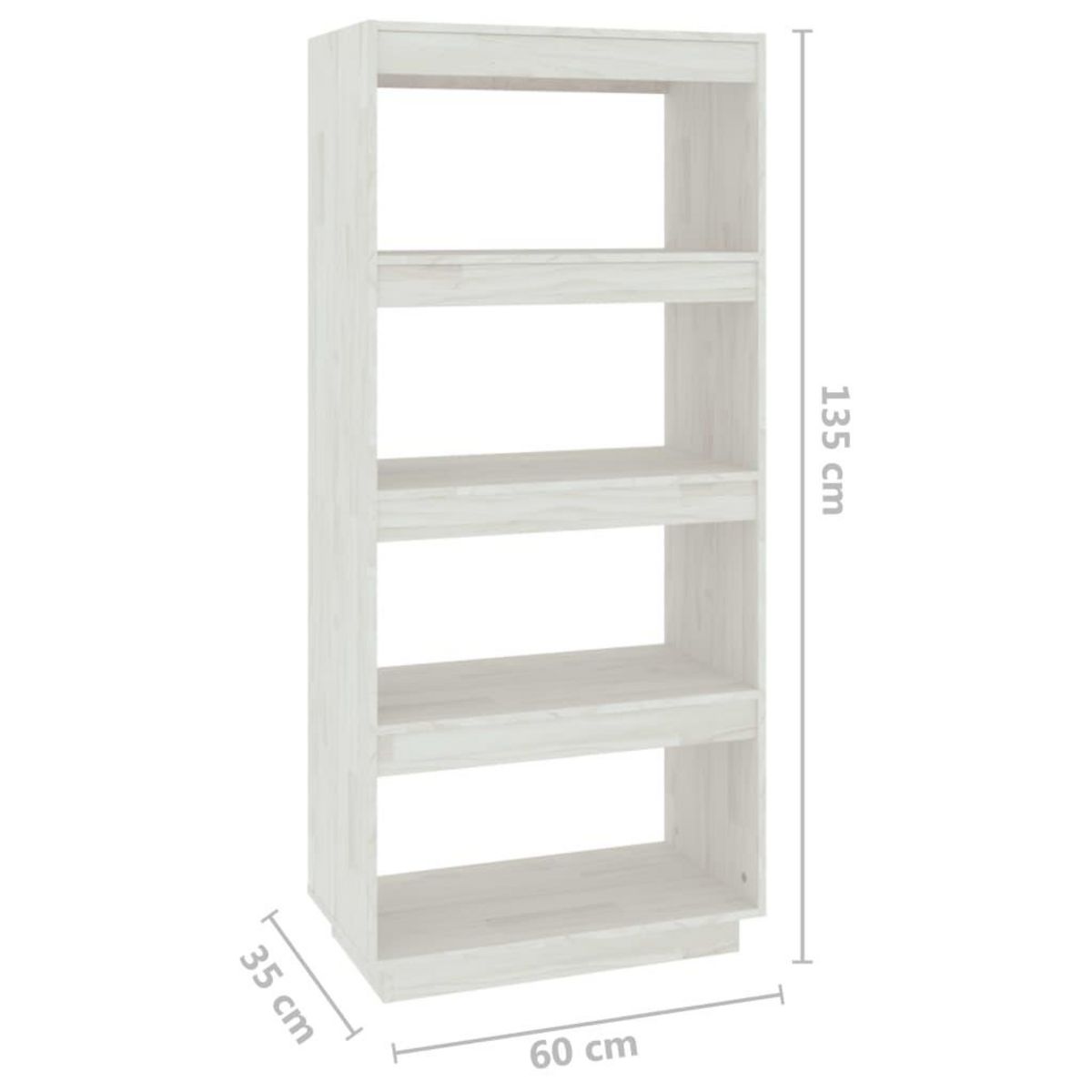 VIDAXL Bibliotheque/Separateur de piece Blanc 60x35x135 cm Pin massif