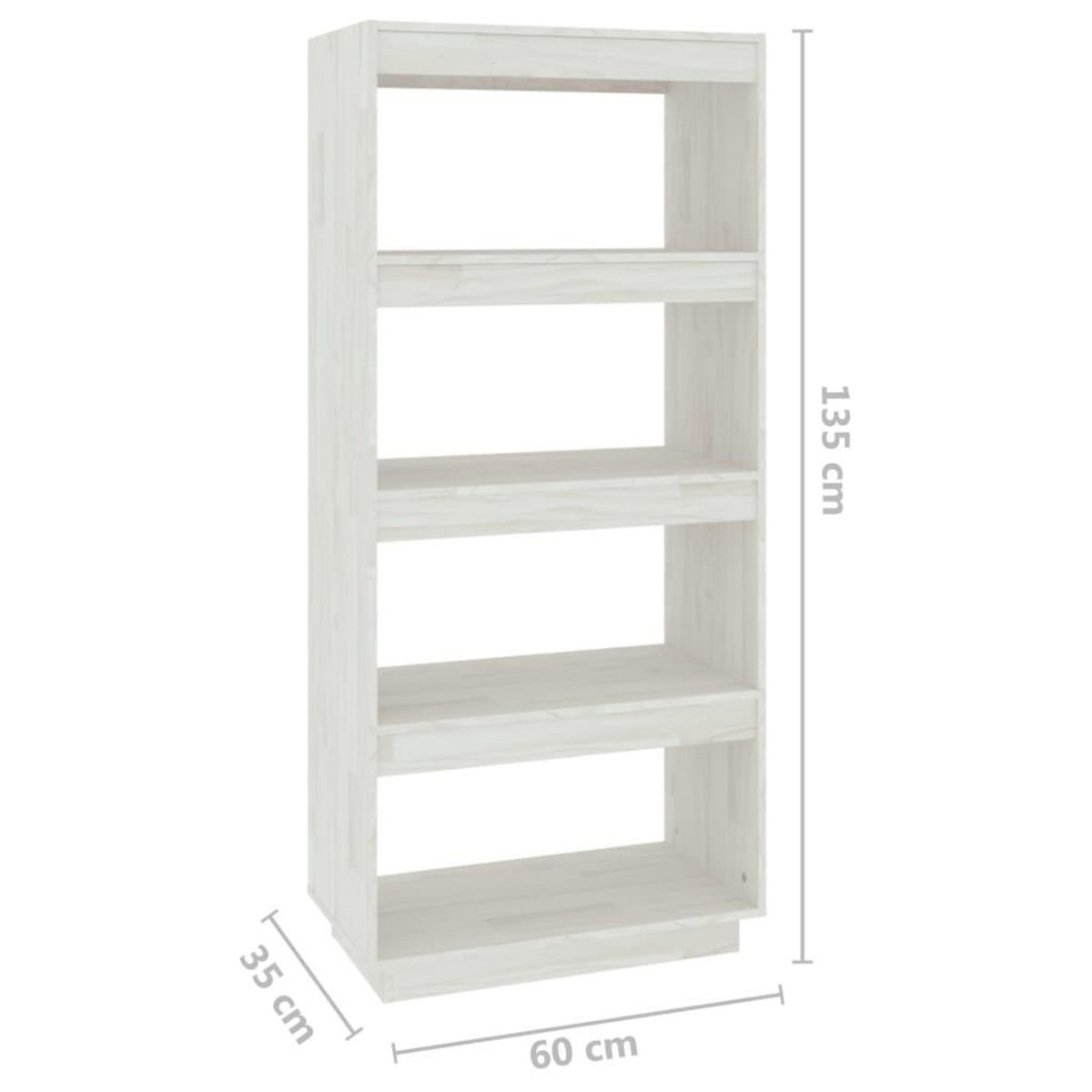 VIDAXL Bibliotheque/Separateur de piece Blanc 60x35x135 cm Pin massif