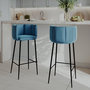 Voir la diapositive 2 : Rendez vous déco Lot de 2 chaises de bar en velours bleu 75 cm-Rosy