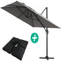 Voir la diapositive 1 : Habitat et Jardin Parasol jardin déporté Alu  Sun 4   - Rectangle - 3 x 4 m - Gris - Dalles à lester incluses