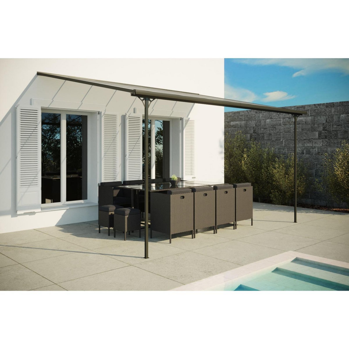 CONCEPT USINE Tonnelle murale 13,30 m² en aluminium FERRATO