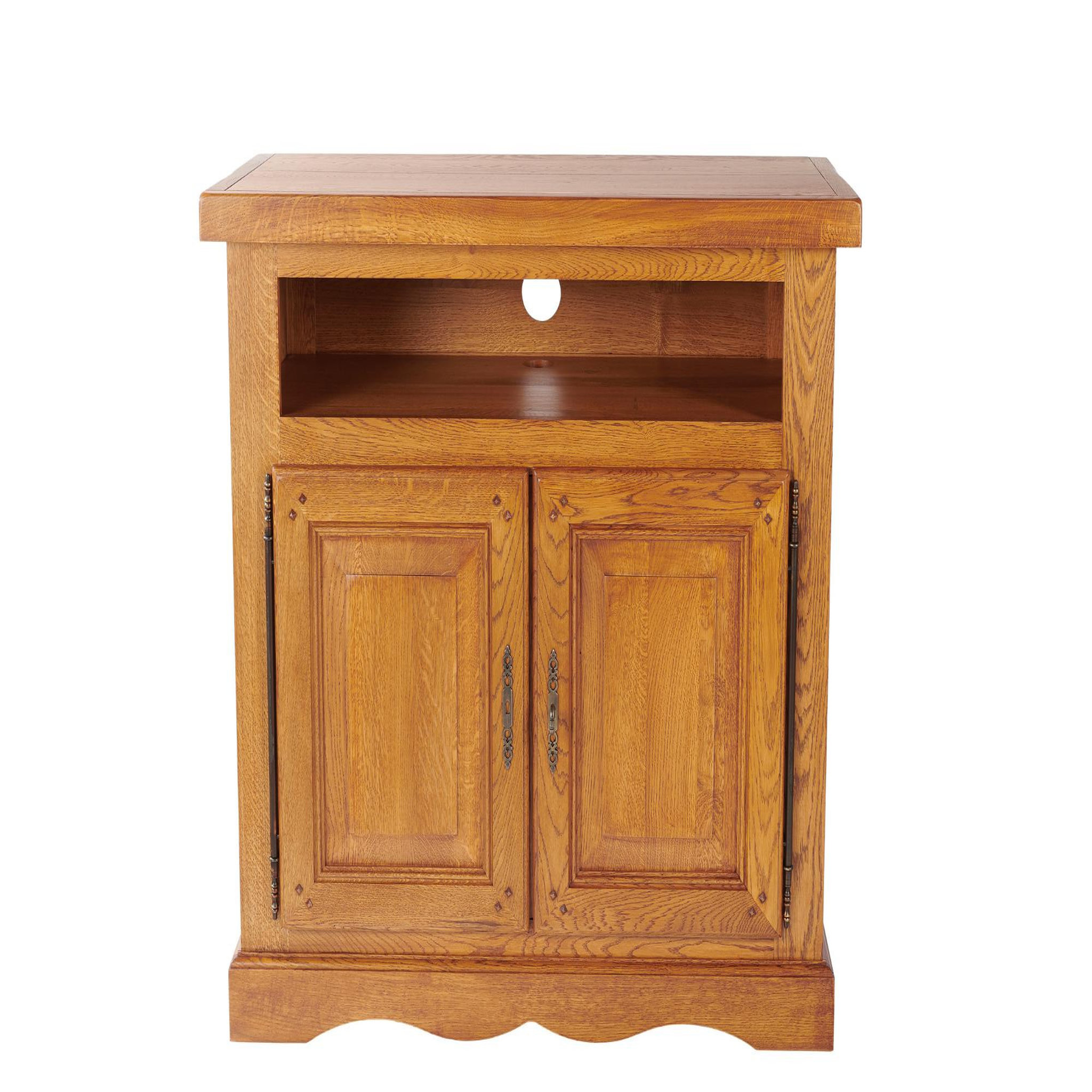 Voir la diapositive 1 : HELLIN Meuble TV en chêne massif 2 portes style traditionnel L107 - LA BRESSE