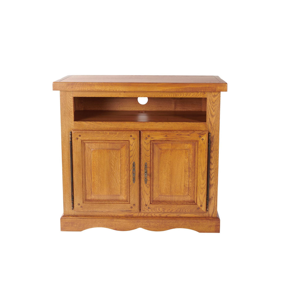 HELLIN Meuble TV en chêne massif 2 portes style traditionnel L107 - LA BRESSE