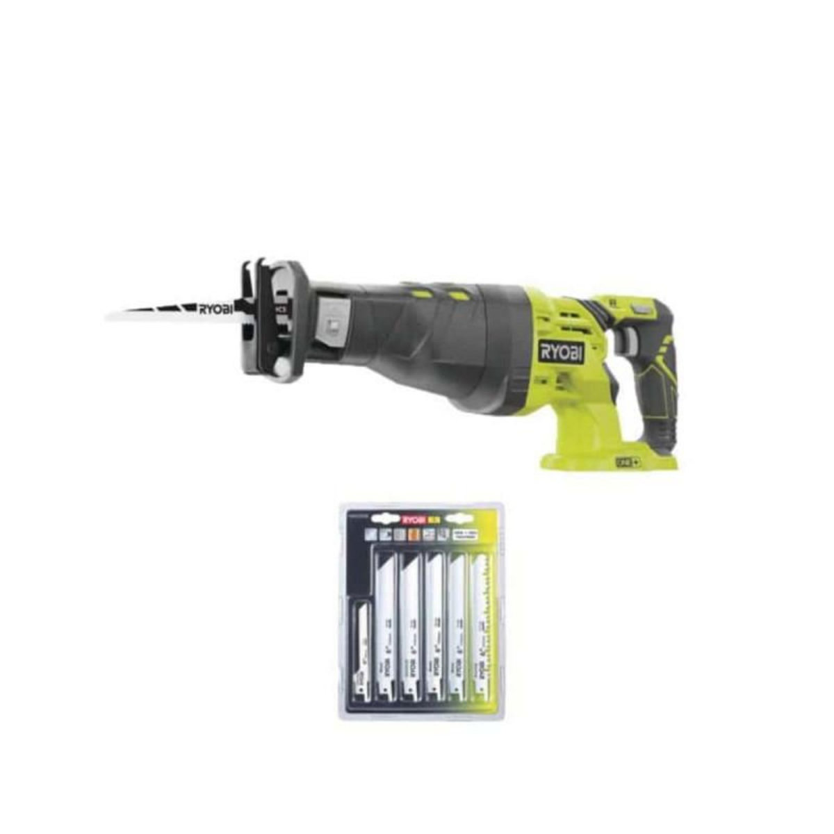 Ryobi Pack RYOBI Scie sabre 18V One+ R18RS-0 - Lot de 6 lames universelles - bois et métal 100/152mm - RA