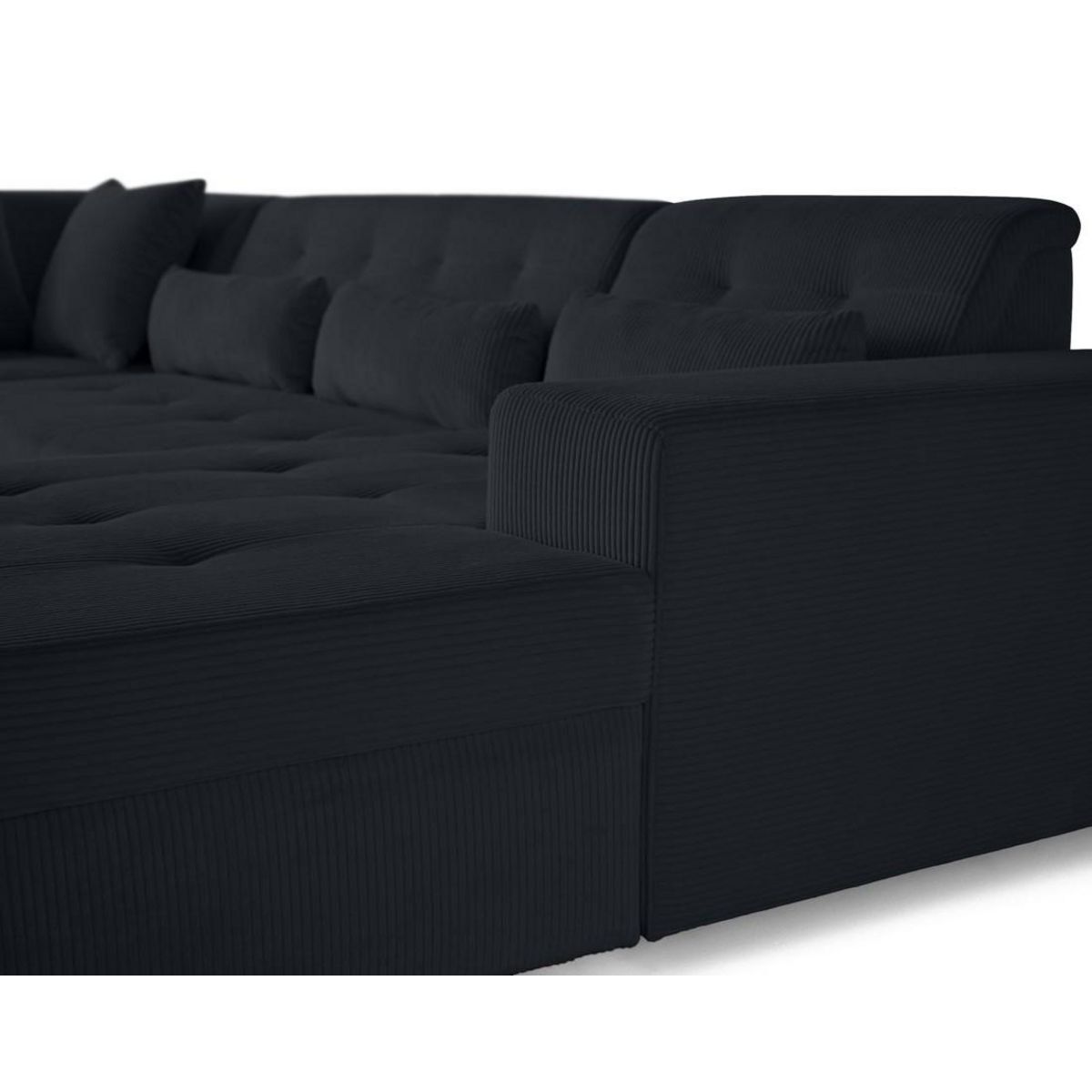 LISA DESIGN Vermont - canapé panoramique d'angle gauche - 7 places - en velours côtelé