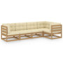 Voir la diapositive 2 : VIDAXL Salon de jardin 5 pcs avec coussins Bois de pin massif