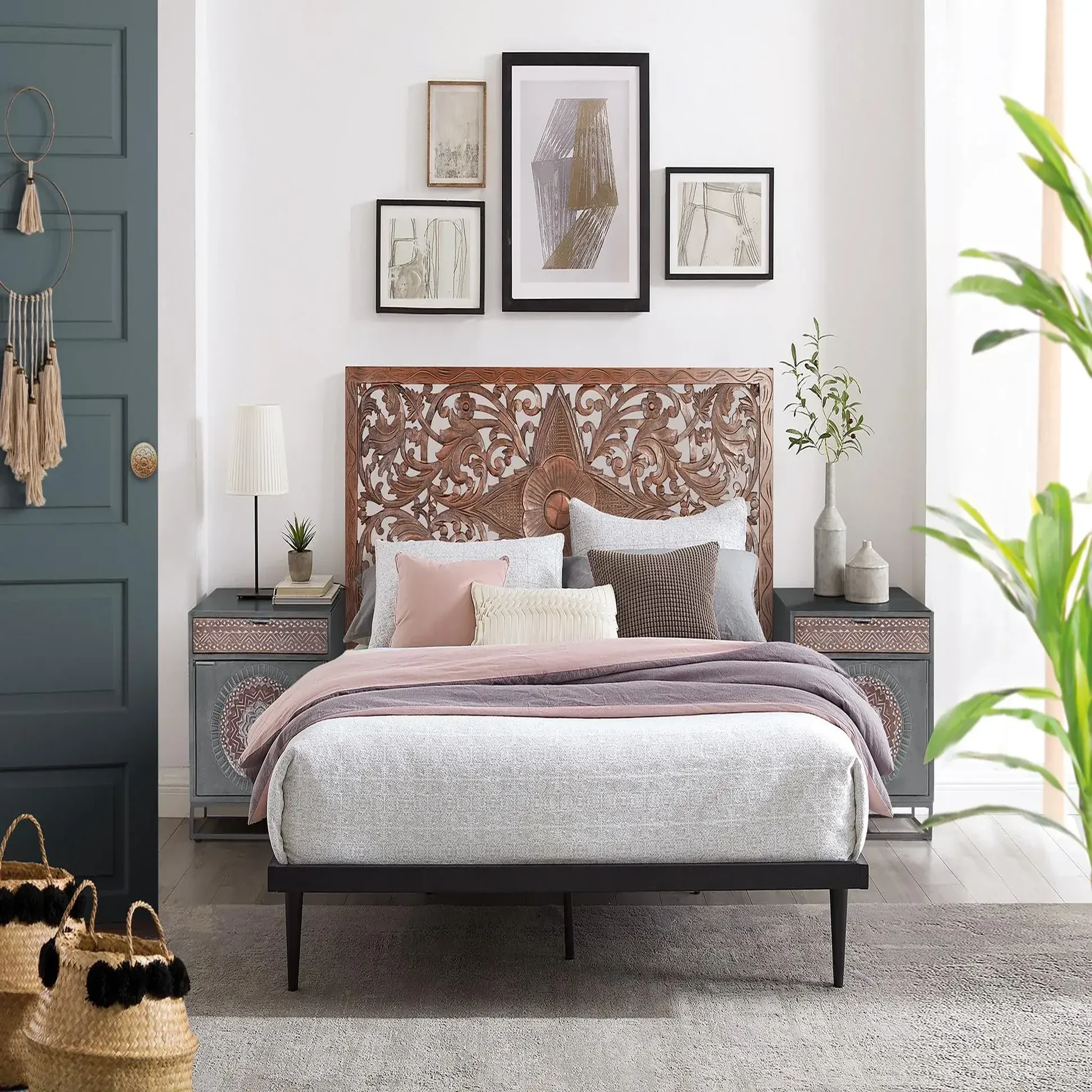 Voir la diapositive 2 : GINER Y COLOMER SL Tête de lit en mdf 166 cm style boho ethnique sculpté