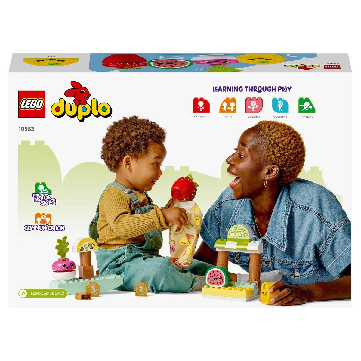 LEGO DUPLO 10983 - Le marché bio, Jeu sur la Nourriture, Fruits et Légumes, Apprentissage des Chiffres, Jouets Éducatifs à Empiler, Enfants
