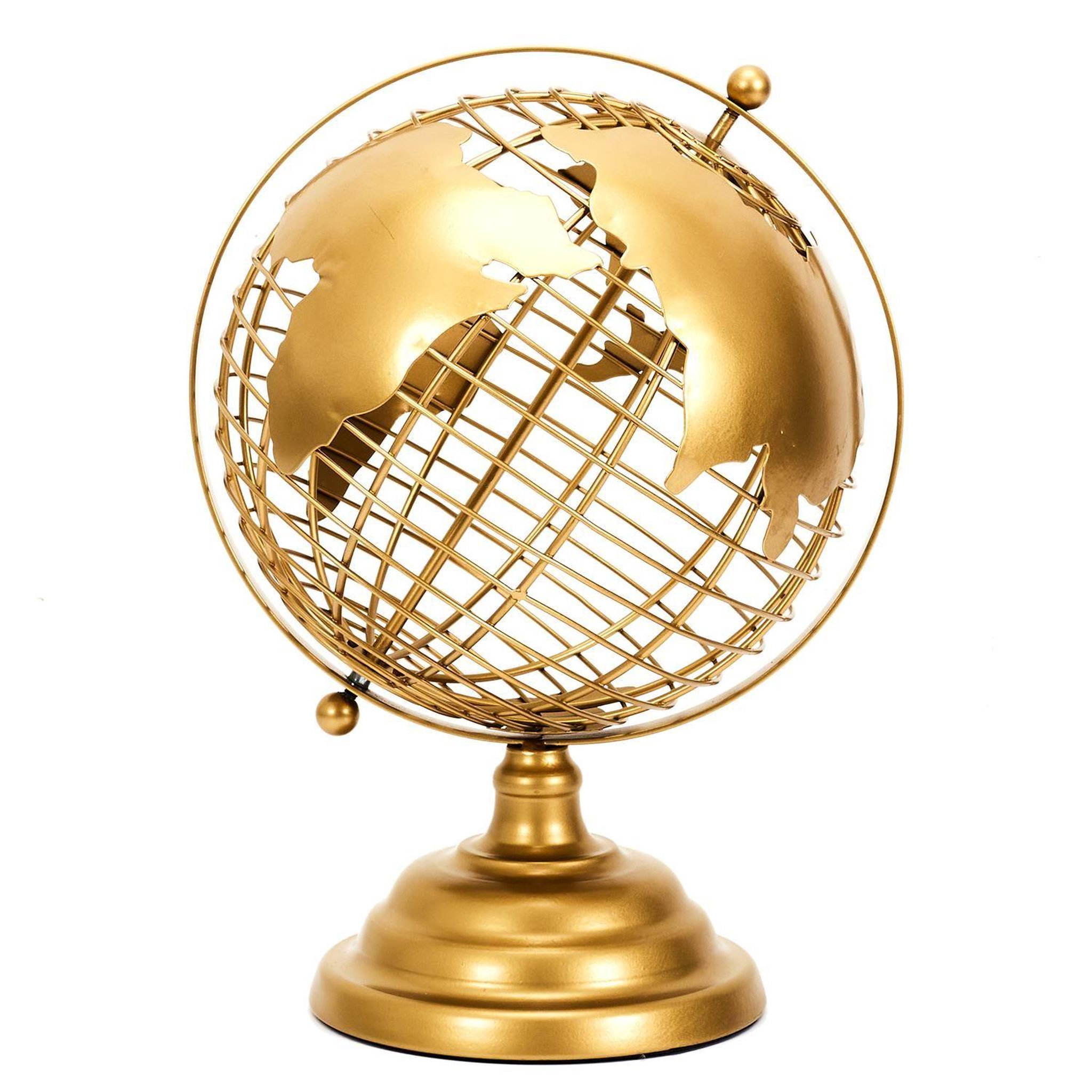 TOILINUX Globe terrestre décoratif en métal - doré