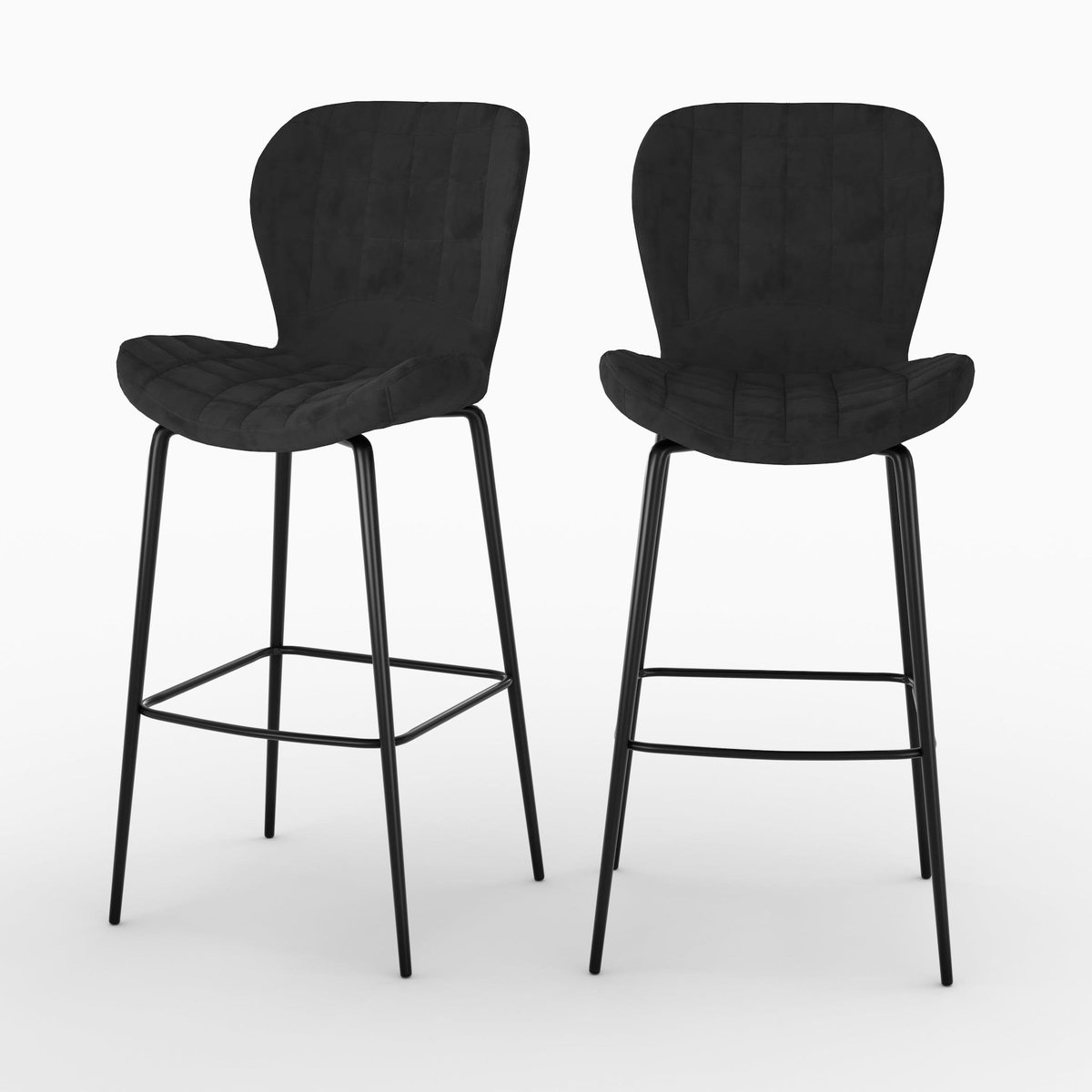 Rendez vous déco Lot de 2 chaises de bar 75 cm en velours bleu - Mazzia