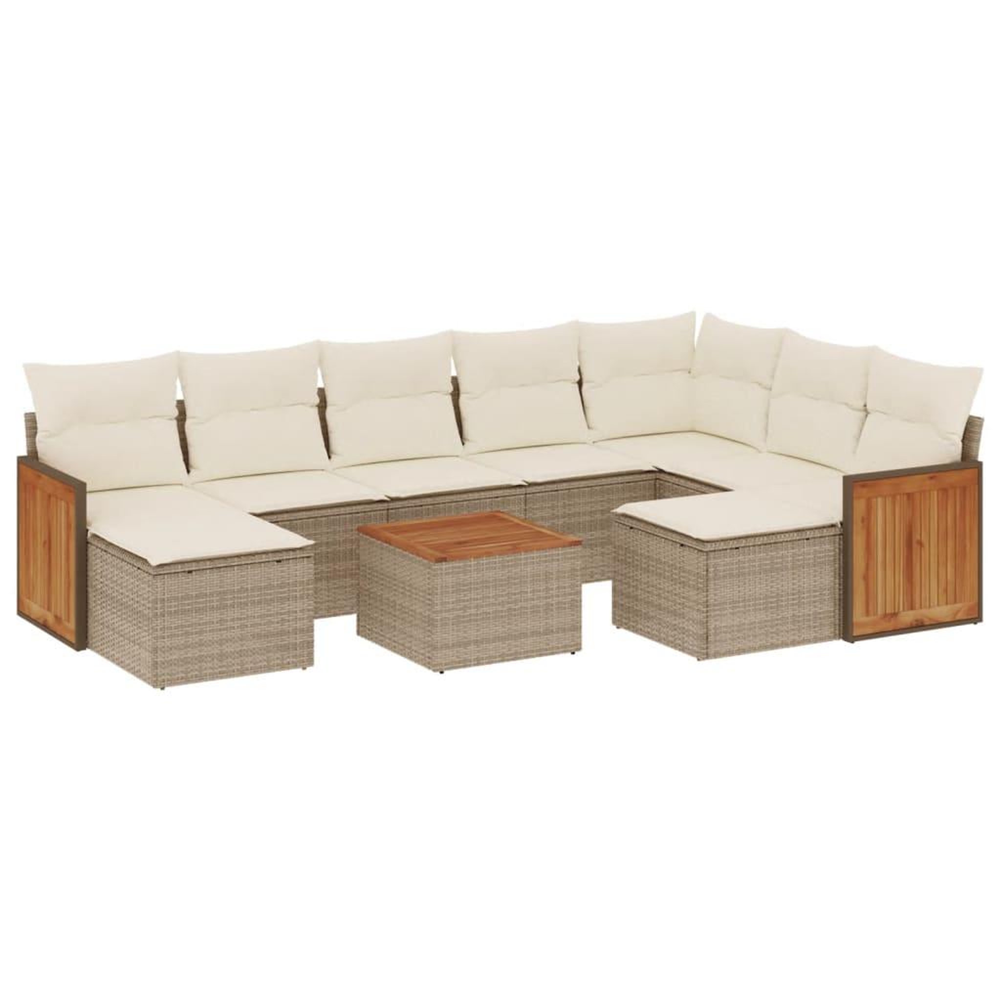 Voir la diapositive 2 : VIDAXL Salon de jardin avec coussins 10 pcs beige resine tressee