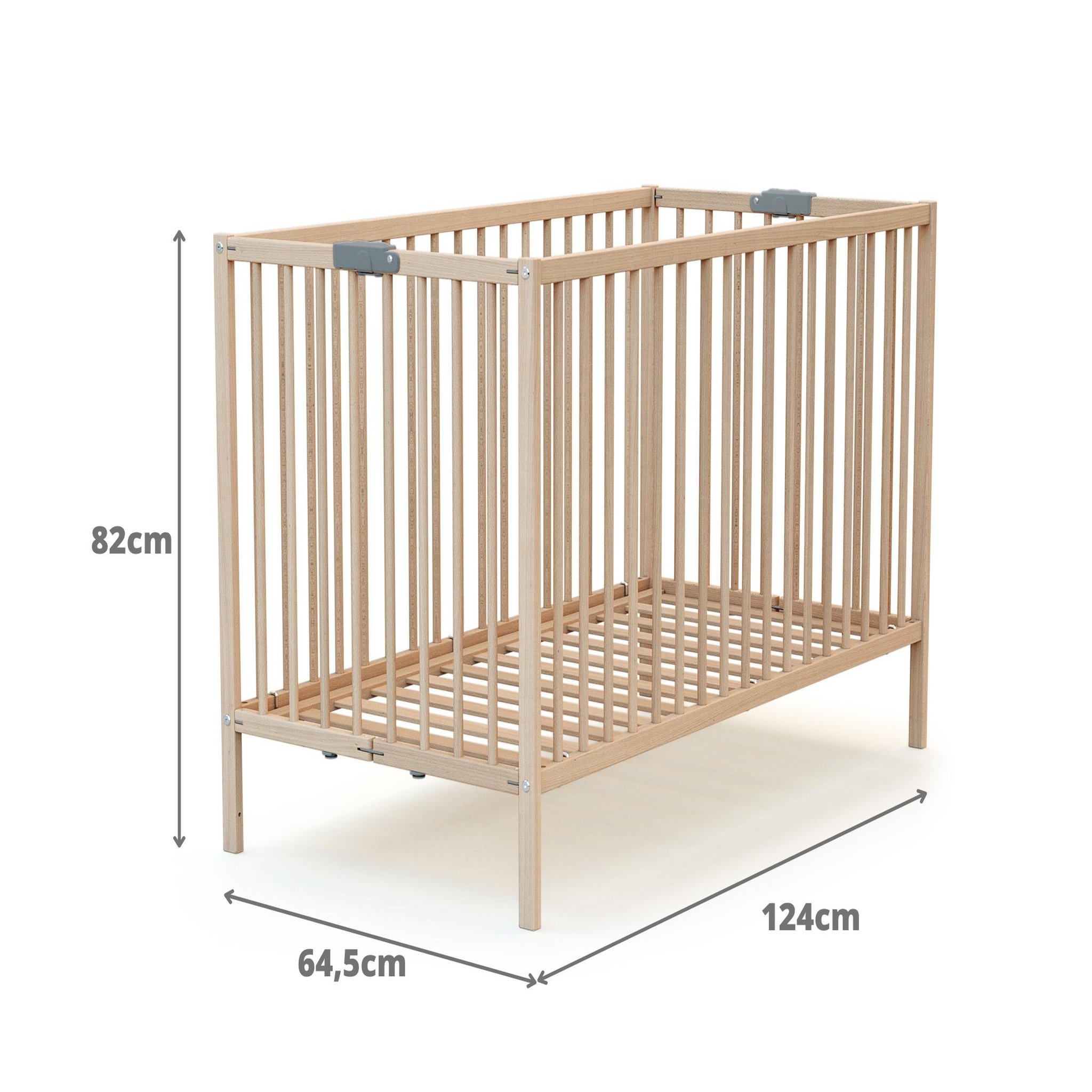 Voir la diapositive 5 : WEBABY Lit bébé pliant en bois avec matelas 60 x 120 cm FLEX