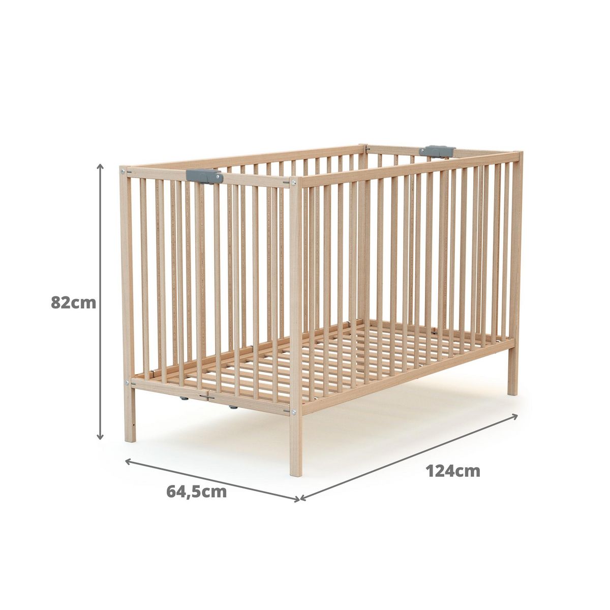 WEBABY Lit bébé pliant en bois avec matelas 60 x 120 cm FLEX