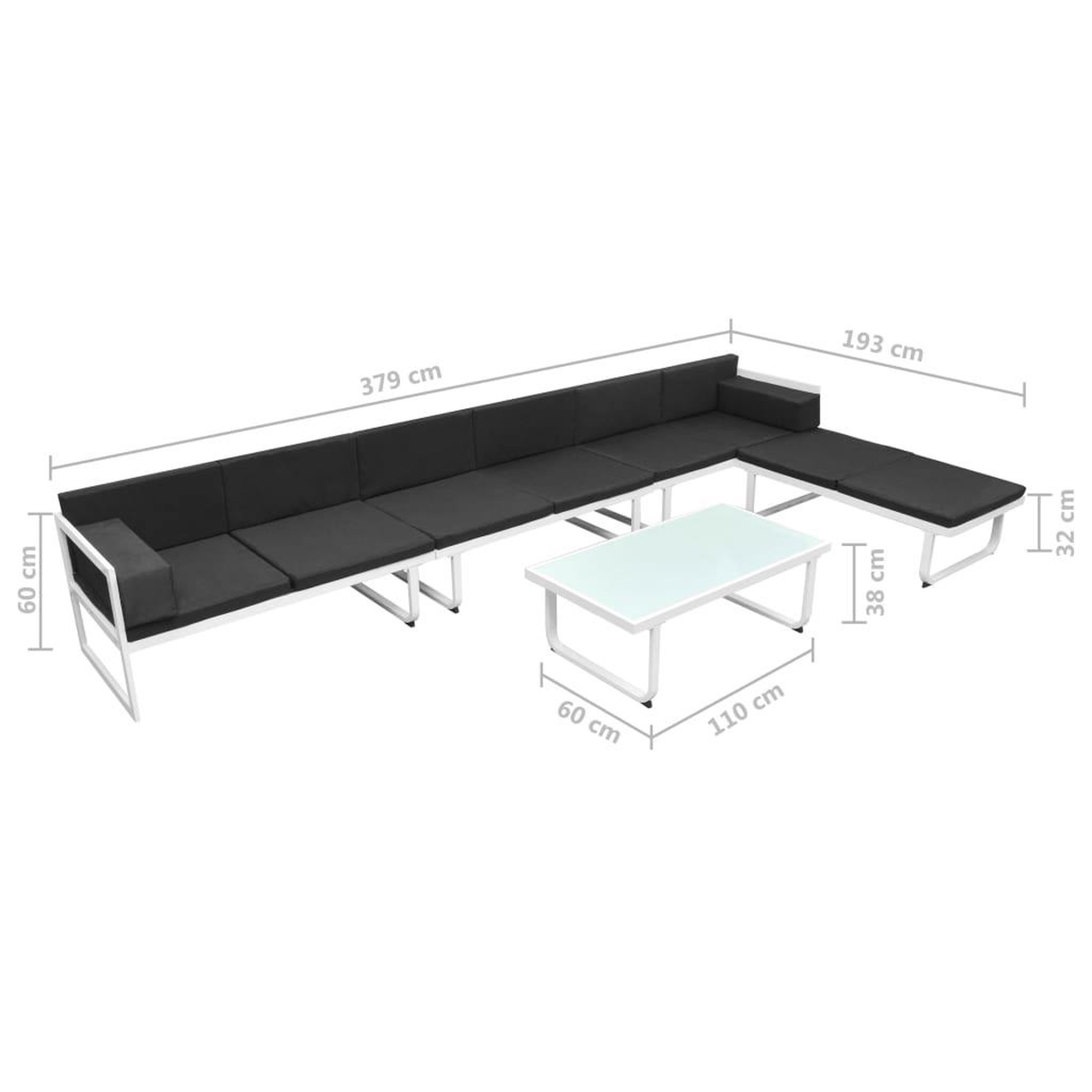 Voir la diapositive 6 : VIDAXL Salon de jardin 5 pcs textilene aluminium noir
