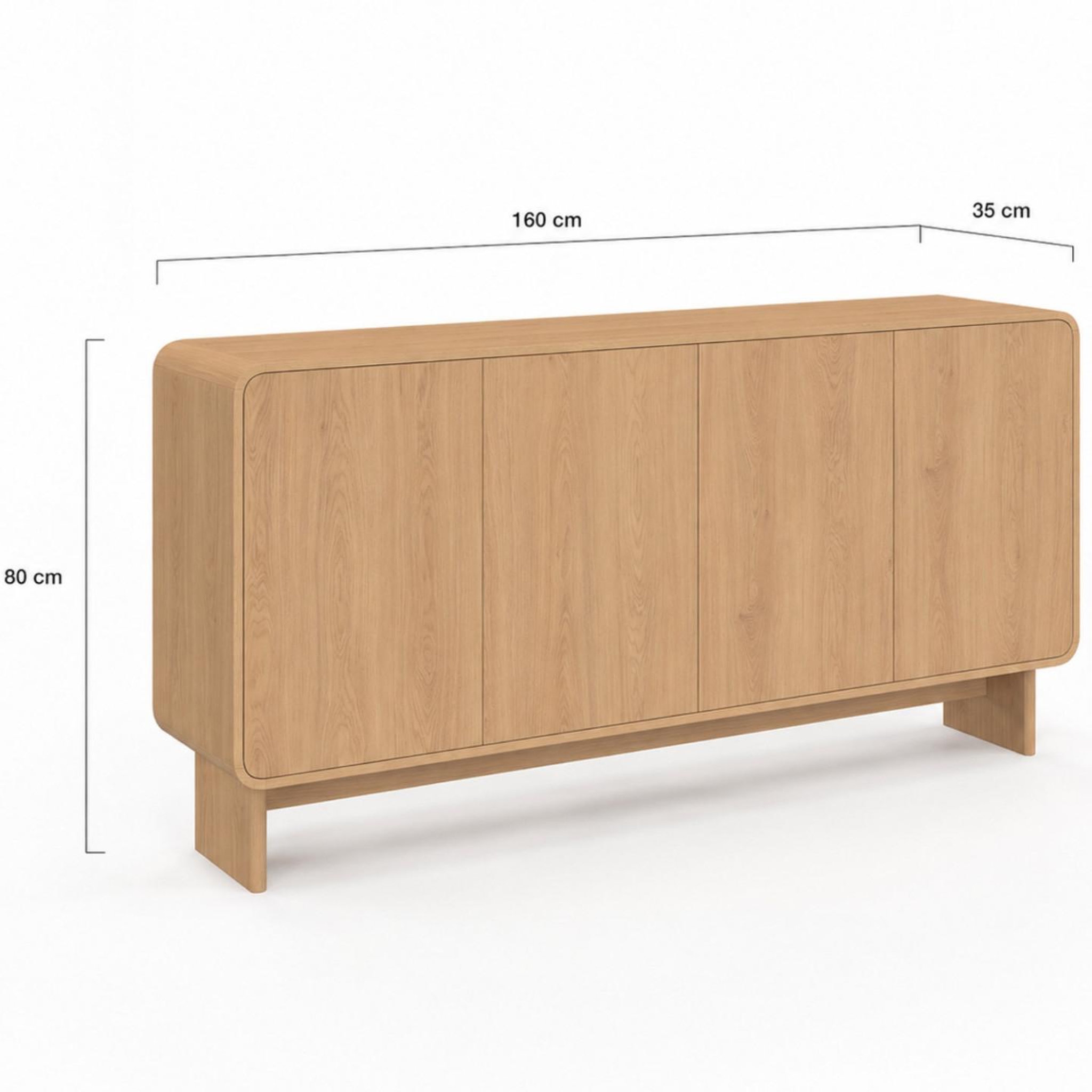 Voir la diapositive 5 : ID MARKET Buffet 160 cm capucine xxl 4 portes façon hêtre design arrondi