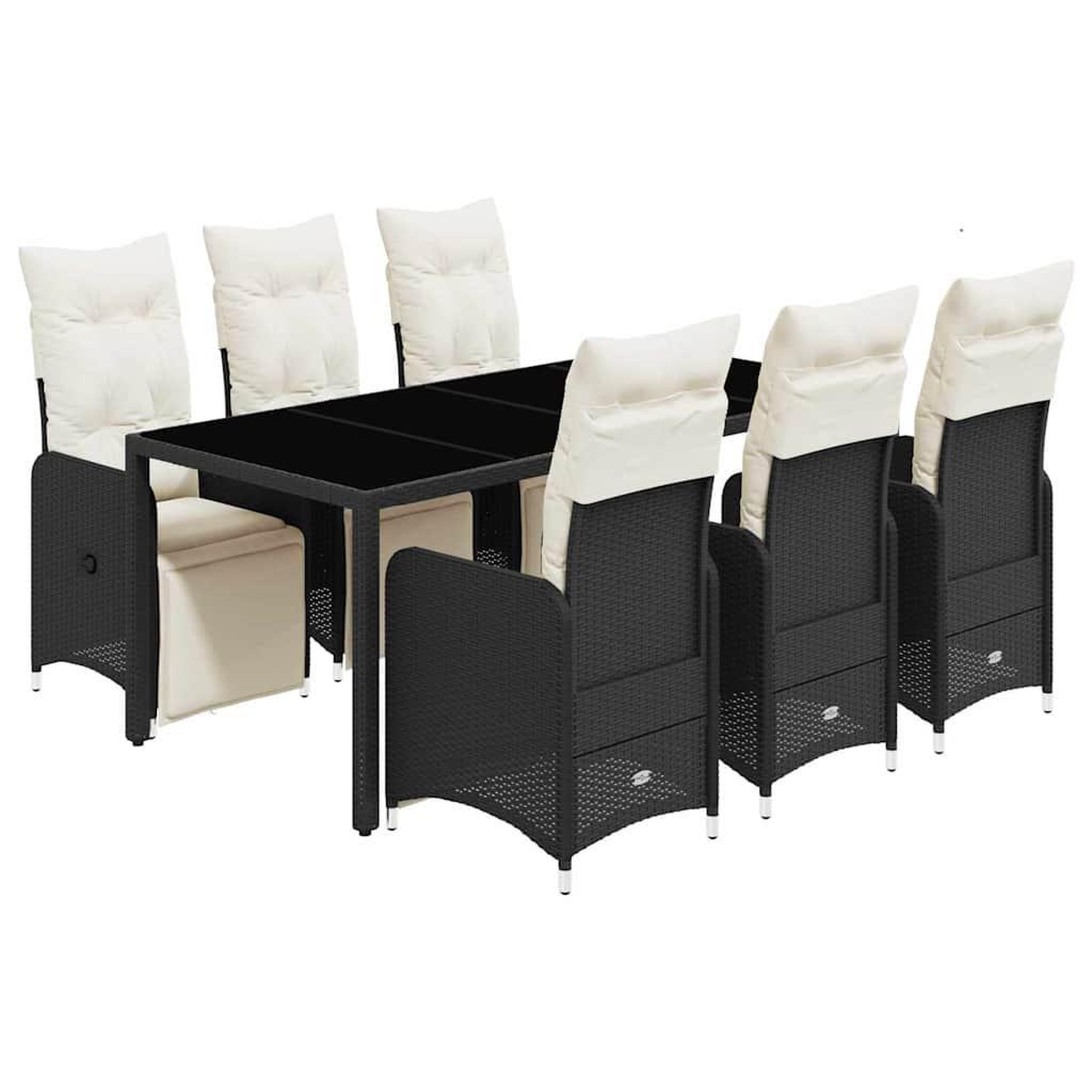 Voir la diapositive 2 : VIDAXL Ensemble de bistro de jardin 7 pcs coussins noir poly rotin