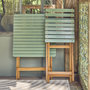 Voir la diapositive 3 : SWEEEK Table de jardin pliante bois d'acacia + 2 assises vert de gris HILORA . table carrée
