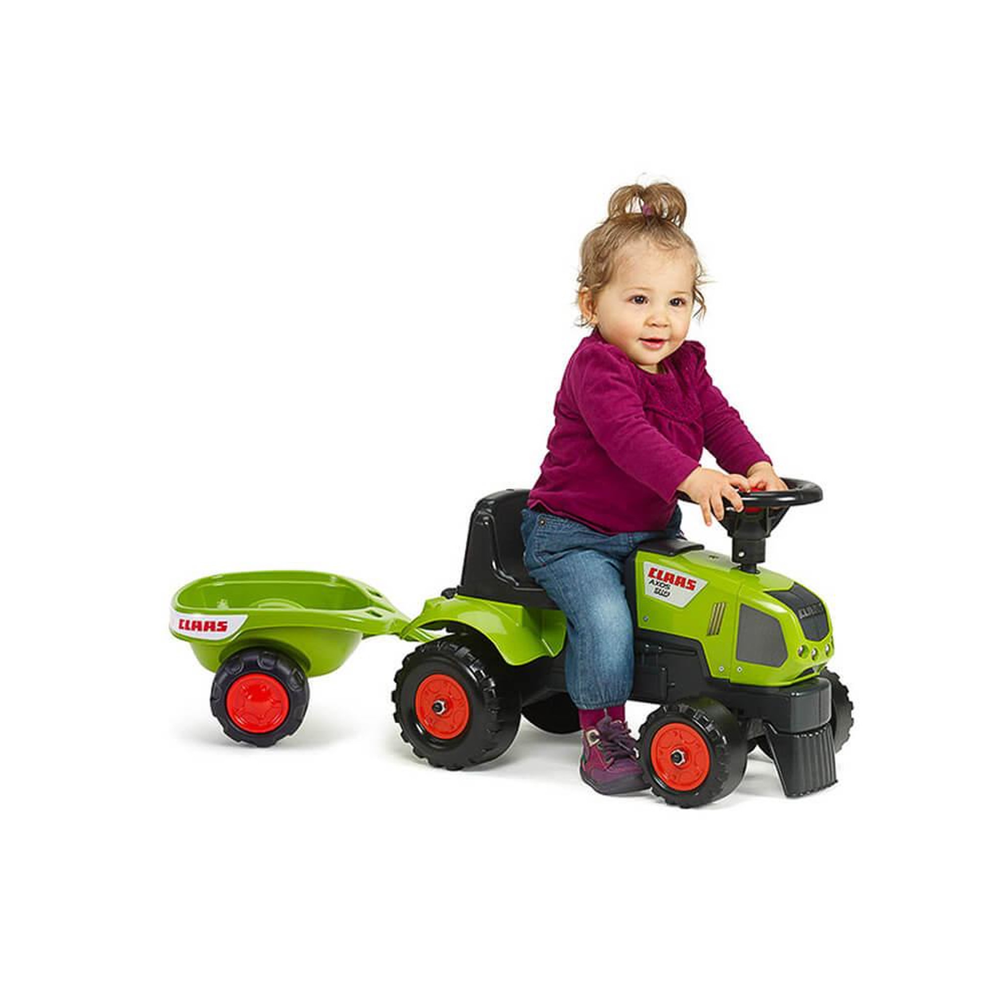 Voir la diapositive 2 : Falk / Falquet Porteur tracteur Baby Claas avec remorque