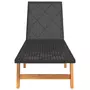 VIDAXL Chaise longue Noir/marron Resine tressee/bois massif d'acacia