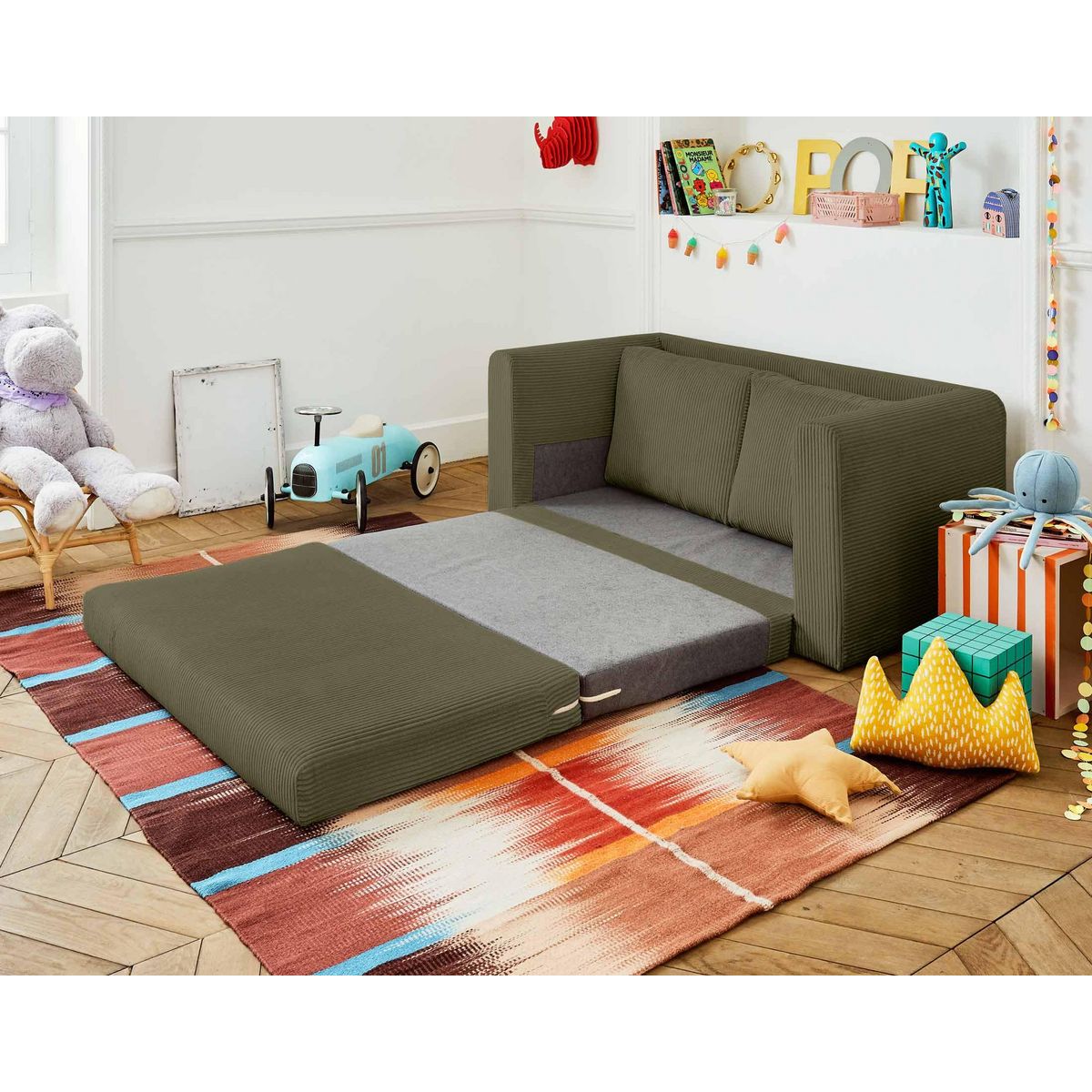 BEST MOBILIER Marilia - canapé 2 places - convertible déplimousse - en velours côtelé